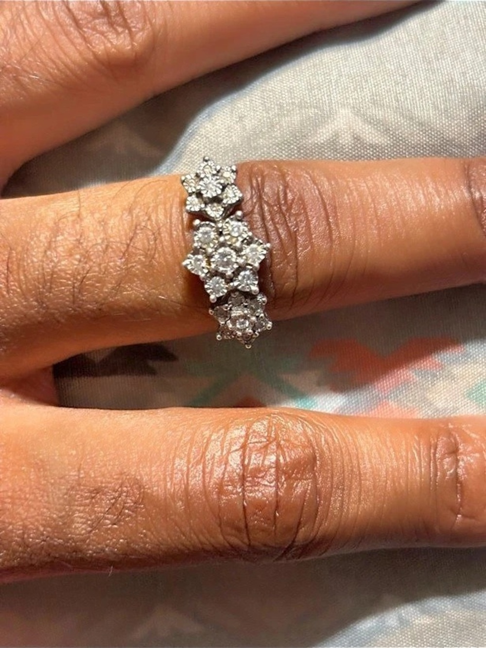 Sterling silver real diamond ring size 7